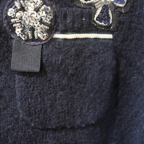 Cynthia Cynthia Steffe Black Cardigan Pocket Beaded Sweater Wool Blend LG - Picture 4 of 14